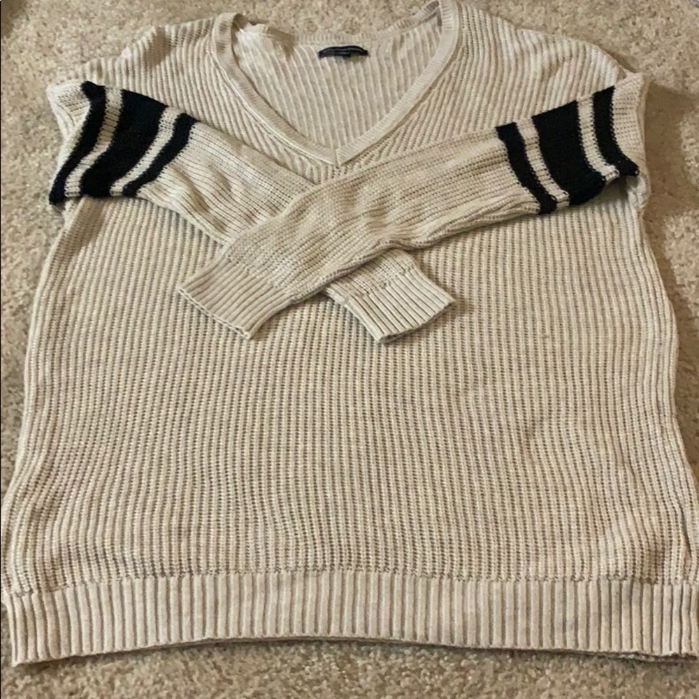 Over-sized Cream sweater with black stripes